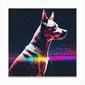 Dog With Rainbow Lights Canvas Print