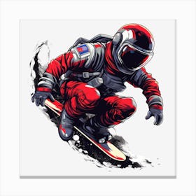 Astronaut Snowboarding 1 Canvas Print