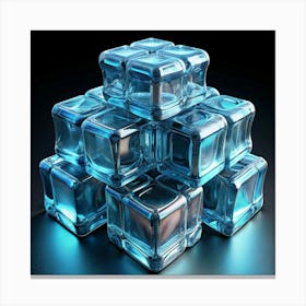 Stack Of Blue Ice Cubes Canvas Print