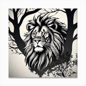 Lion In The Tree Canvas Print