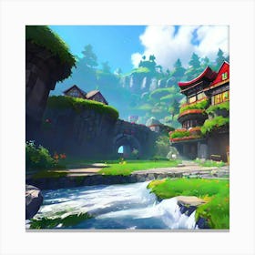 Village In The Mountains Canvas Print