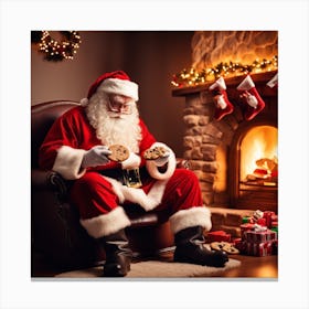 Santa Claus Eating Cookies 9 Canvas Print