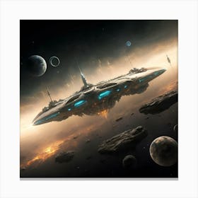 Spaceship In Space Canvas Print