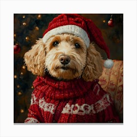 Christmas Goldendoodle 9 Canvas Print