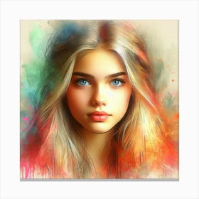 Portrait Of A Girl With Blue Eyes 5 Canvas Print