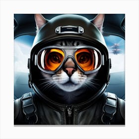 Cat the fighter pilot Canvas Print