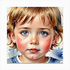 Watercolor Portrait Of A Child 1 Canvas Print