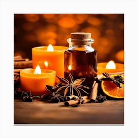 Essential Oil And Candles Canvas Print