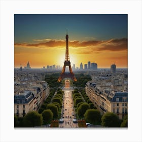 Paris At Sunset Canvas Print