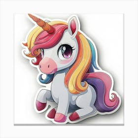 Cute Unicorn Sticker 3 Canvas Print