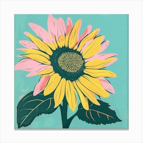 Sunflower 2 Square Flower Illustration Canvas Print