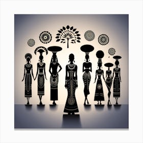 Tribal African Art Women silhouettes 7 Canvas Print