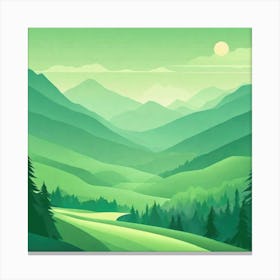 Misty mountains background in green tone 32 Canvas Print