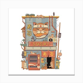 Neko Sushi House Canvas Print