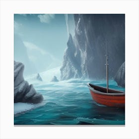 Boat In The Ice Canvas Print