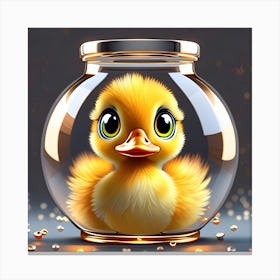 Duck In A Glass Jar Canvas Print