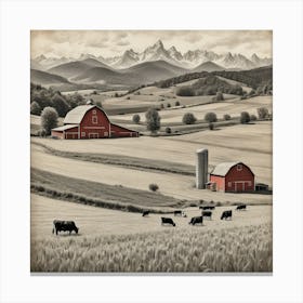 Barns And Cows art Canvas Print