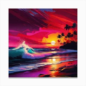 Sunset At The Beach 232 Canvas Print