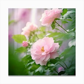 Flowers Leaves Nature Soft Freshness Pastel Botanical Plants Blooms Foliage Serene Delic (10) Canvas Print