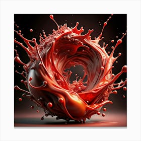 Red Liquid Splashing In A Circle Canvas Print