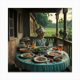 Woman At A Table Canvas Print