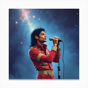 Michael Jackson Performing With A Watercolor Celestial Sky 1 Canvas Print