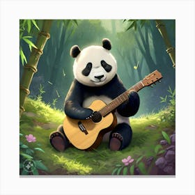 Panda Bear Playing Guitar Canvas Print