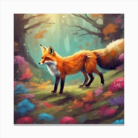 Fox In The Forest Canvas Print