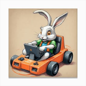 Bunny Racing Car Canvas Print