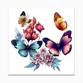 Butterflies On A White Background Art Print Canvas Print