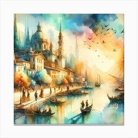 Watercolor Of A City 4 Canvas Print