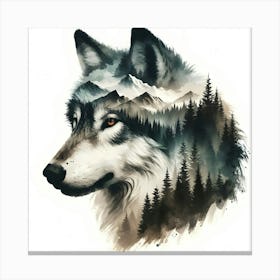 Mystical Wolf Watercolor Art Nature-Inspired Wildlife Painting for Home Decor & Gifts Canvas Print