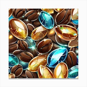 Seamless Pattern Of Coffee Beans Canvas Print