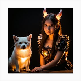 Dark Magic Glowing Beast Master Girl 7 Canvas Print