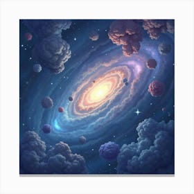 Dreamy Watercolor Space With Soft Star Illumination 1 Canvas Print