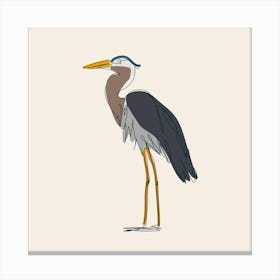 Bird Heron Beak Water Ditch Drawing Fine Lines Wings Animal Nature Canvas Print