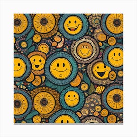 Smiley Faces Pattern Canvas Print