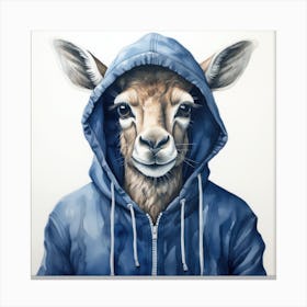 Watercolour Cartoon Antelope In A Hoodie 2 Canvas Print