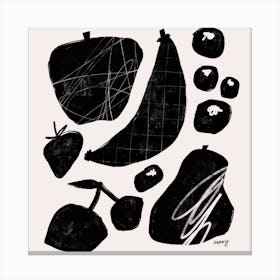 Abstract Fruit White Square Canvas Print