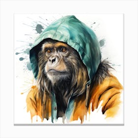 Watercolour Cartoon Howler Monkey In A Hoodie 2 Canvas Print