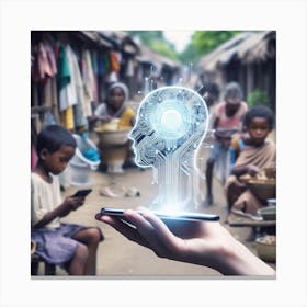 Hand Holding Smartphone With Artificial Intelligence Canvas Print