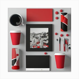 Mesa Insolita Con Elementos Desconocidos Rojo Y Blanco Canvas Print