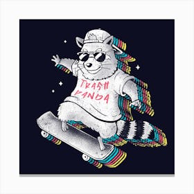 Rainbow Trash Panda Square Canvas Print