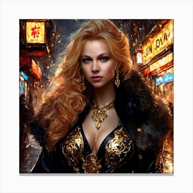 Woman In Black And Gold Canvas Print