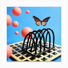 Butterfly On A Chess Board 14 Canvas Print