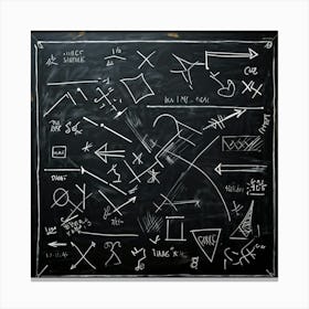 Black Chalk On A School Blackboard Capturing A Dynamic Blend Of Abstract Shapes And Realistic Objec (6) Canvas Print