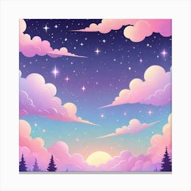 Sky With Twinkling Stars In Pastel Colors Square Composition 128 Canvas Print