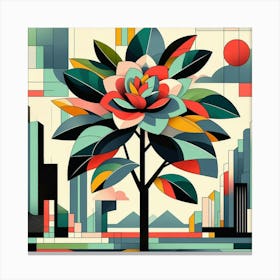 Abstract modernist Camellia tree 1 Canvas Print