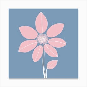 A White And Pink Flower In Minimalist Style Square Composition 1 Canvas Print