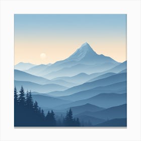 Misty mountains background in blue tone 99 Canvas Print